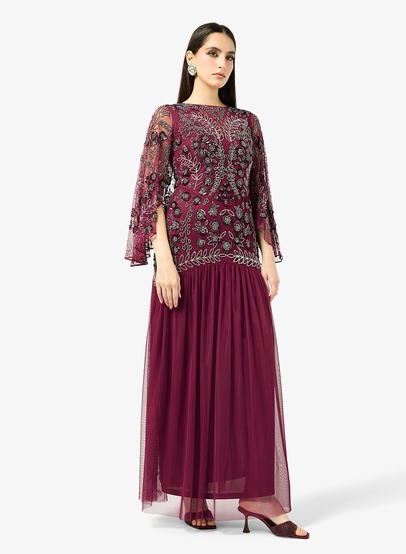 Frock and Frill Embellished Long Sleeve Maxi Dress - Image 1